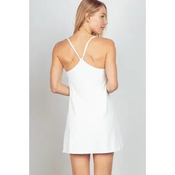 White Sleeveless Active Tennis Mini Dress