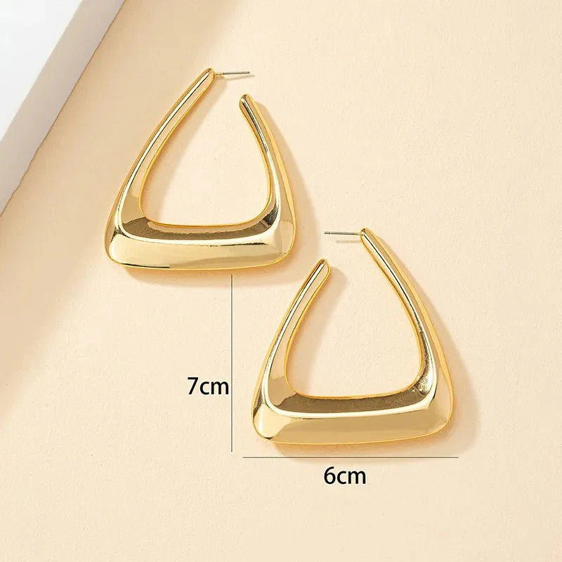 Triangular Gold Earrings - Yaya's Luxe Handbags -