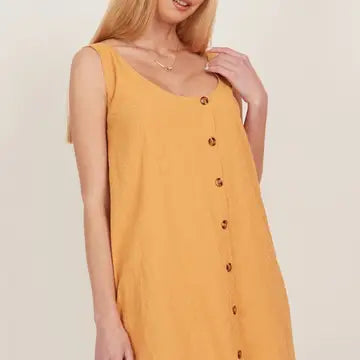 Women's Open Tie Back One Piece Button Tunic Dress with Pockets