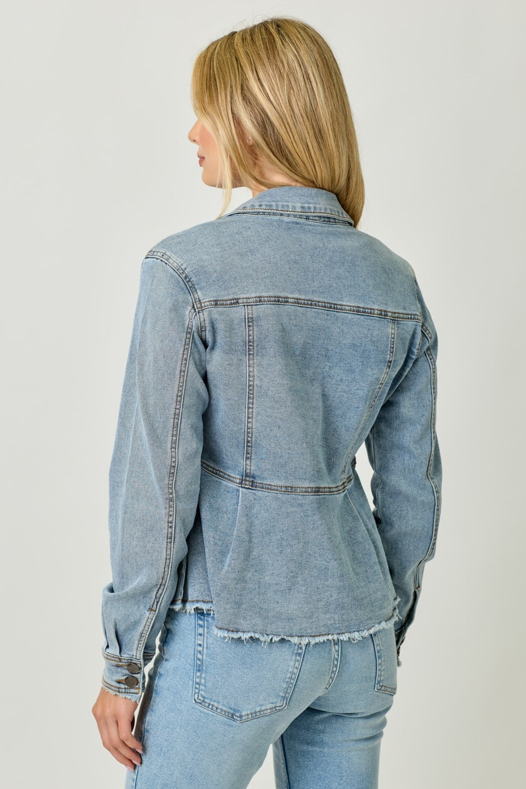 WASHED DENIM PEPLUM JACKET – Shoptiques