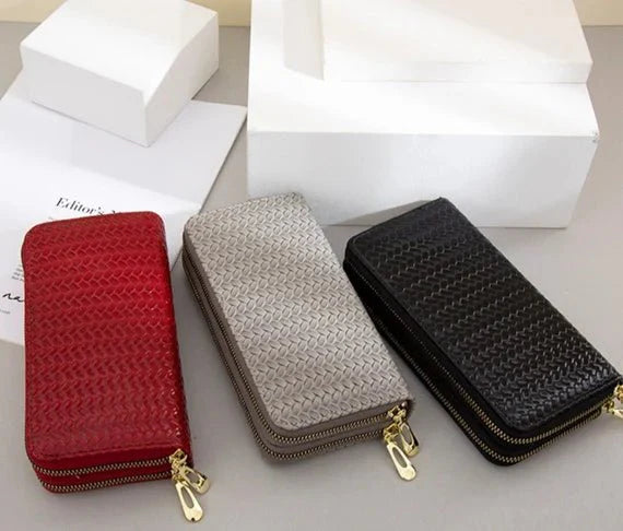 Weaved Designer Wallet - Yayas Luxe Handbags -