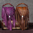 Western Me Bamboo Handle Fringed Leather Crossbody Handbag - Yayas Luxe Handbags - Handbags