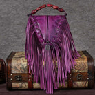 Western Me Bamboo Handle Fringed Leather Crossbody Handbag - Yayas Luxe Handbags - Handbags