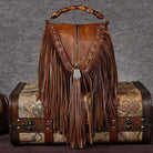 Western Me Bamboo Handle Fringed Leather Crossbody Handbag - Yayas Luxe Handbags - Handbags