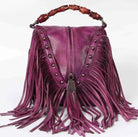 Western Me Bamboo Handle Fringed Leather Crossbody Handbag - Yayas Luxe Handbags - Handbags