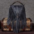 Western Me Bamboo Handle Fringed Leather Crossbody Handbag - Yayas Luxe Handbags - Handbags