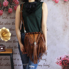 Western Me Bamboo Handle Fringed Leather Crossbody Handbag - Yayas Luxe Handbags - Handbags