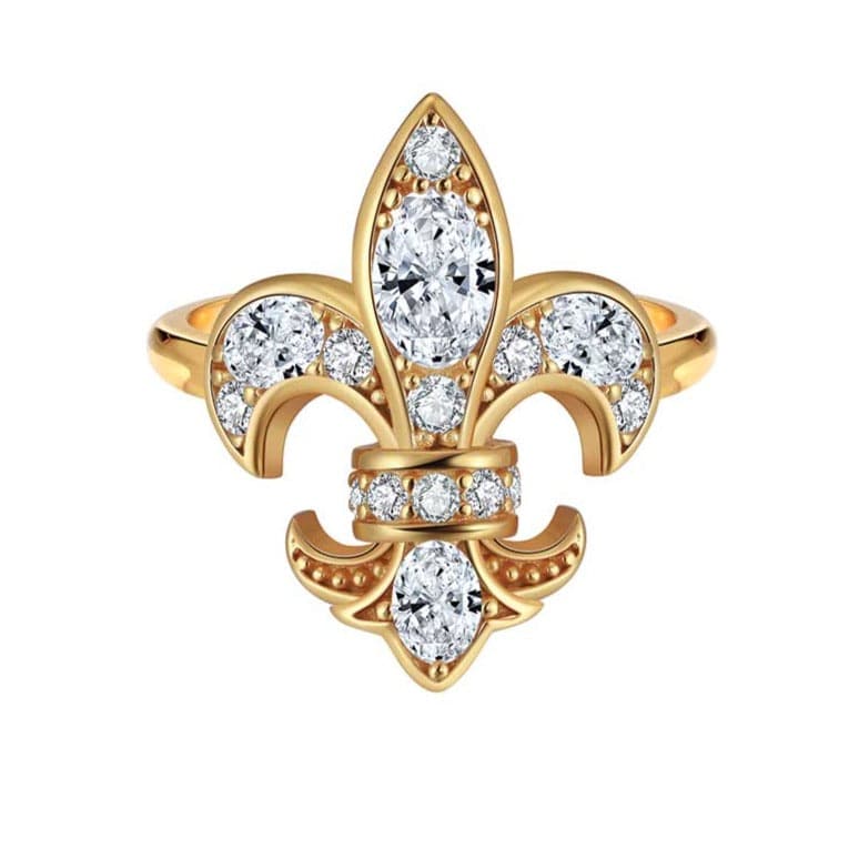 Saints Fleur de lis Ring Gold + Diamonds