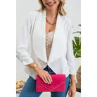 Rouched Sleeve Open Blazer - Athena's Fashion Boutique