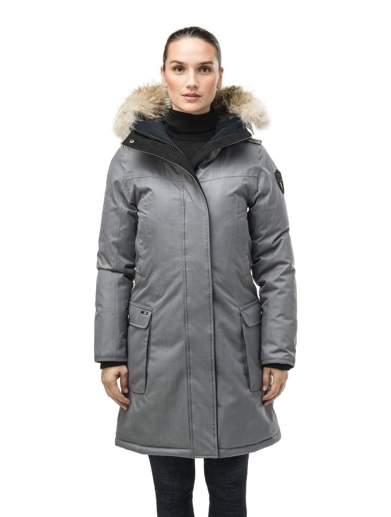 Nobis Abby Ladies Knee Length Parka in Concrete