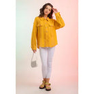 Yellow Lace Crochet Button Down Sheer Blouse