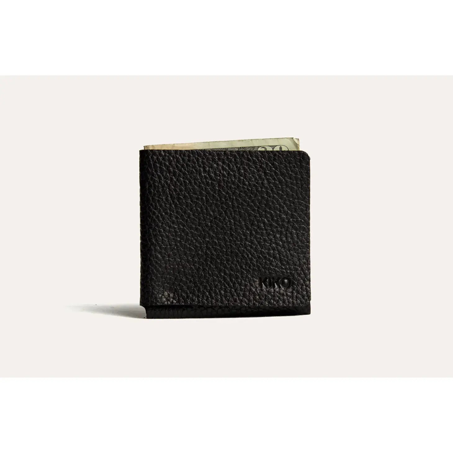 Kiko Black L Shape Minimal Leather Wallet #116