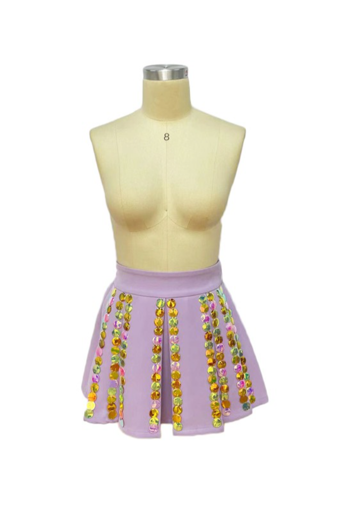 Iridescent pleated mini skirt best sale