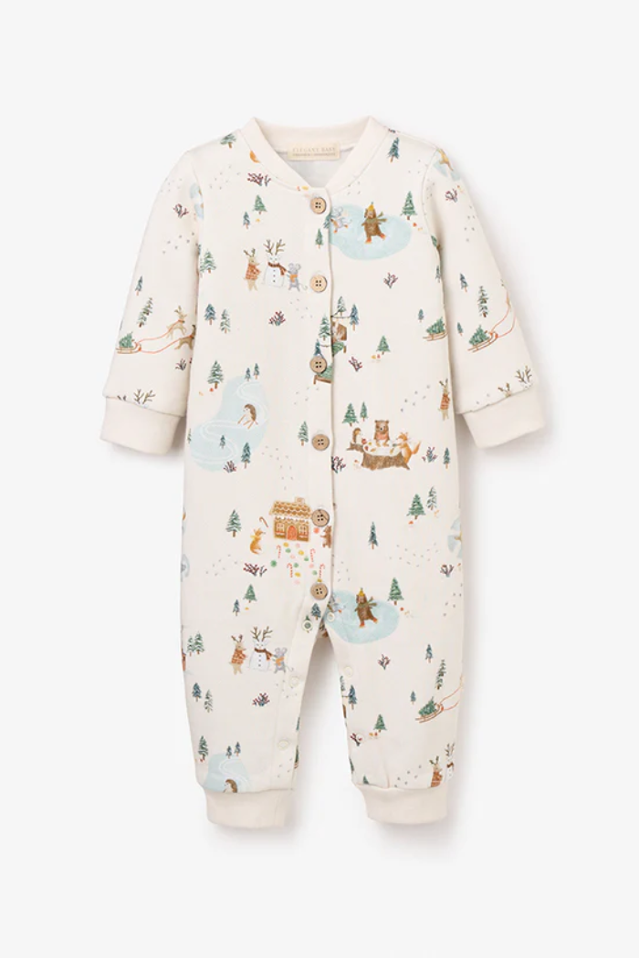 WHIMSICAL WINTER WONDERLAND PRINTED FLEECE JUMPSUIT Main