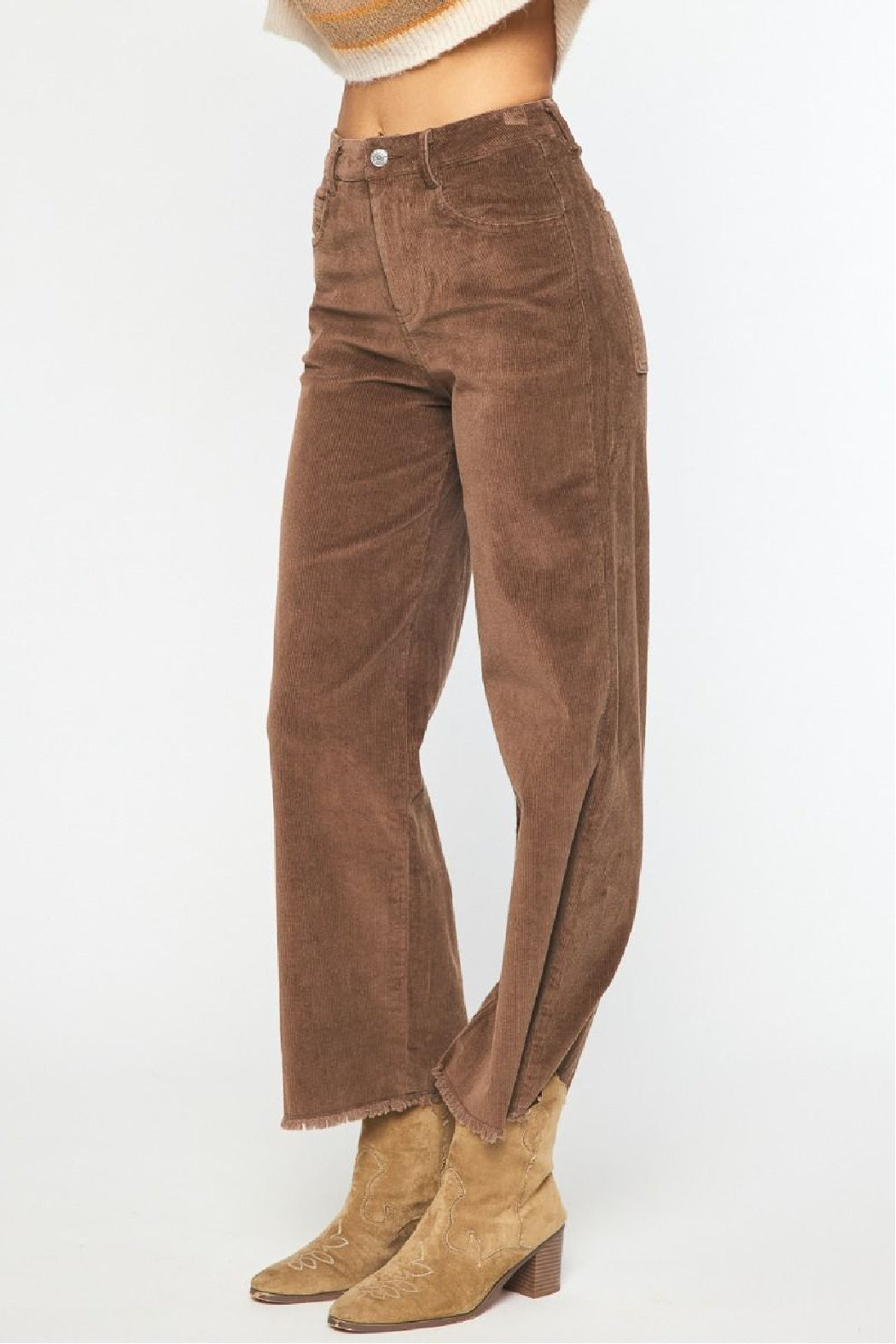 2022 Spring and Autumn Brown Corduroy Pants National Tide Wide-leg