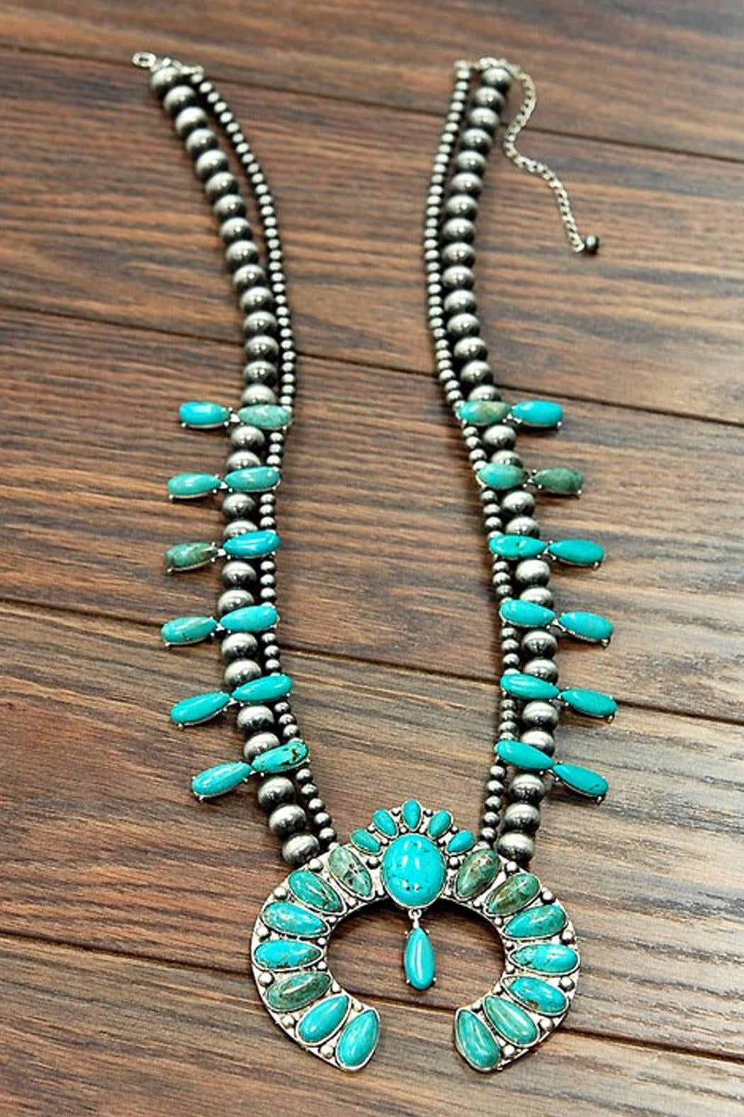 Full-Squash-Blossom Natural-Turquoise Necklace – Shoptiques | Shop ...