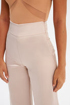 High Waist Satin Trousers - Beige-Bottom-Sateen-LussoCA