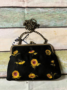 Sunflower Kisslock Crossbody Wristlet Handbag - Athena's Fashion Boutique