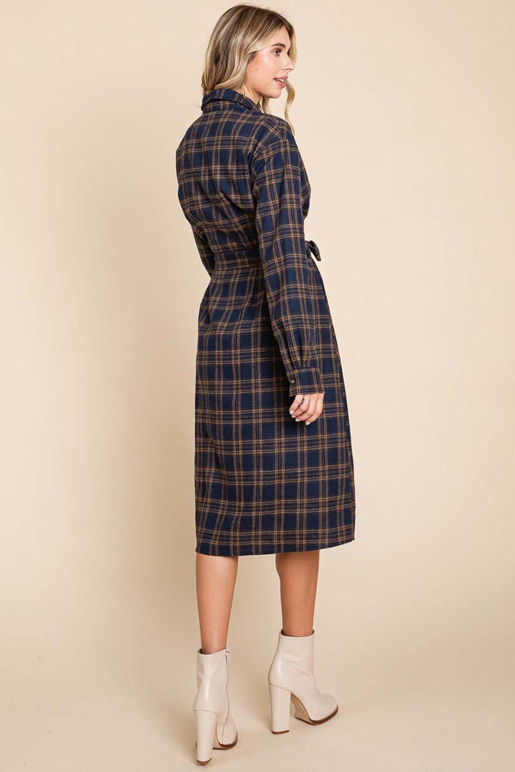 Long Sleeve Plaid Belted Flannel Shirt Dress – Shoptiques