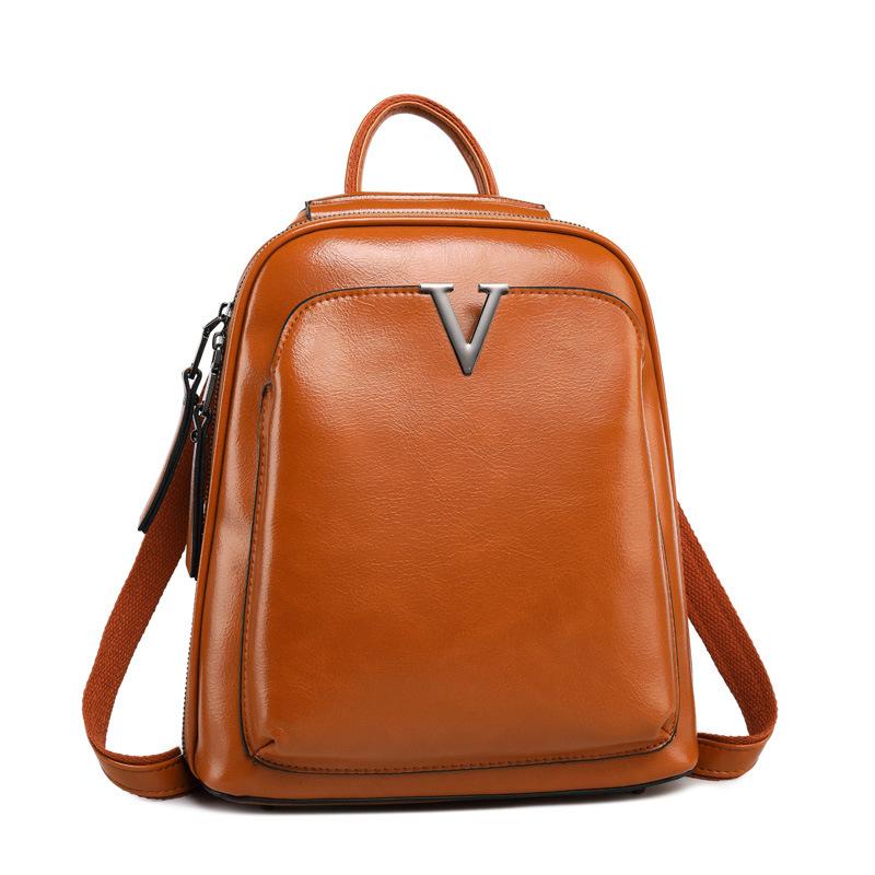 V Leather Backpack ~ Black - Yayas Luxe Handbags - Backpacks