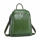 V Leather Backpack ~ Black - Yayas Luxe Handbags - Backpacks