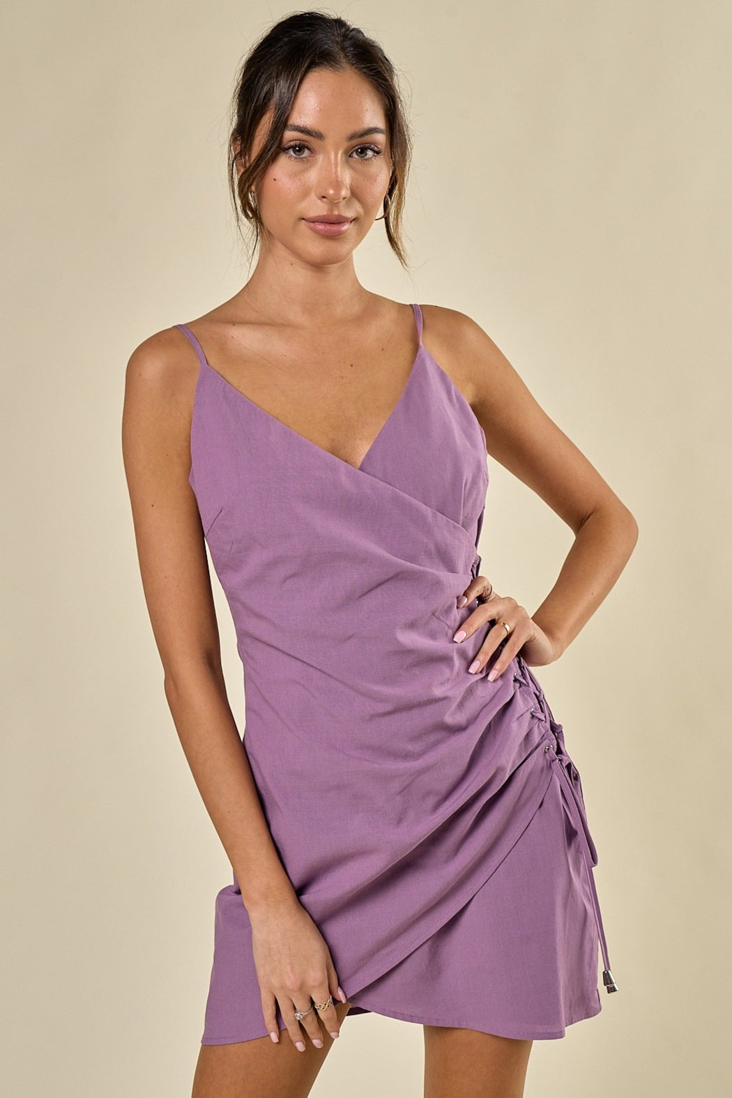 wrap front mini dress boohoo Women's Plunge Wrap Front Mini Dress